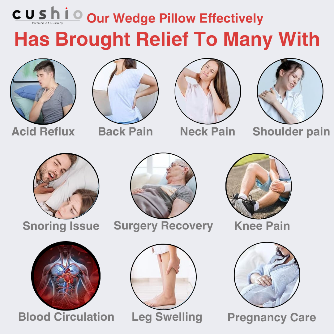 CUSHIO Adjustable Memory Foam Wedge Pillow for Back Support, 7-in-1 Versatile Design for Sleeping, Leg Elevation and Support (Black)