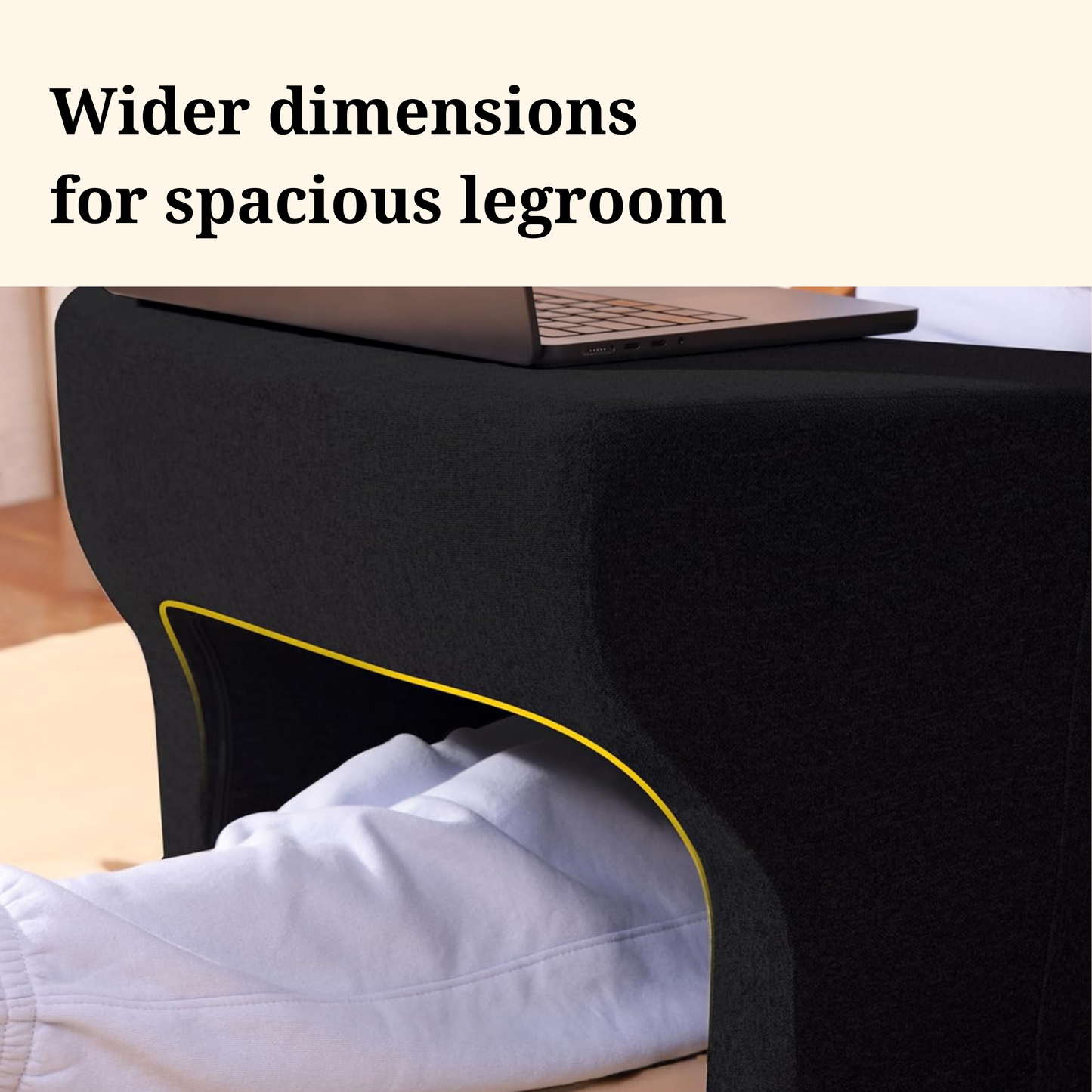 CUSHIO Lap Desk Pillow for Working on Laptop, Reading & Gaming | Perfect for Using on Bed, Sofa & Floor with Arm Rest (Black)