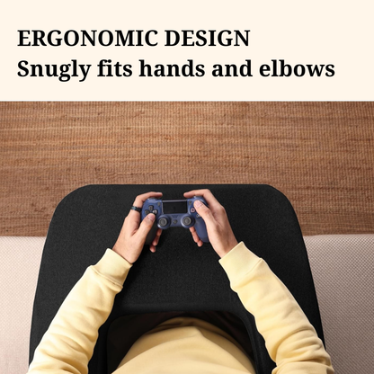 CUSHIO Lap Desk Pillow for Working on Laptop, Reading & Gaming | Perfect for Using on Bed, Sofa & Floor with Arm Rest (Black)