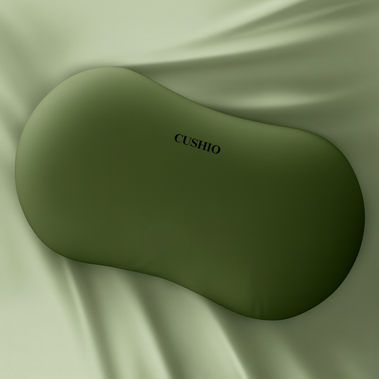CUSHIO Cuddle Pillow | Ergonomic Memory Foam Hug Pillow for Sleeping | Neck & Shoulder Comfort for Side Sleeping | Anti-Frizz & Skin-Friendly | Soft Velvet Cover (Olive Green)