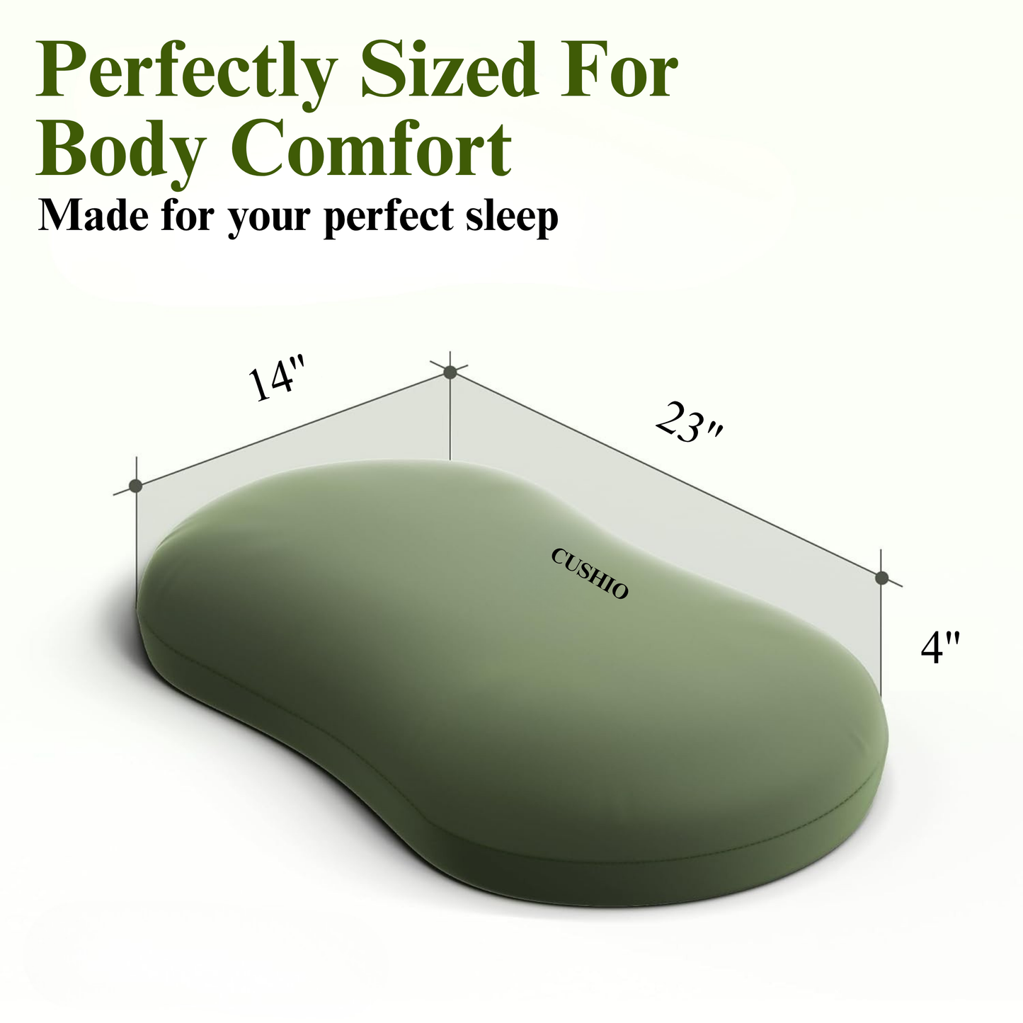 CUSHIO Cuddle Pillow | Ergonomic Memory Foam Hug Pillow for Sleeping | Neck & Shoulder Comfort for Side Sleeping | Anti-Frizz & Skin-Friendly | Soft Velvet Cover (Olive Green)