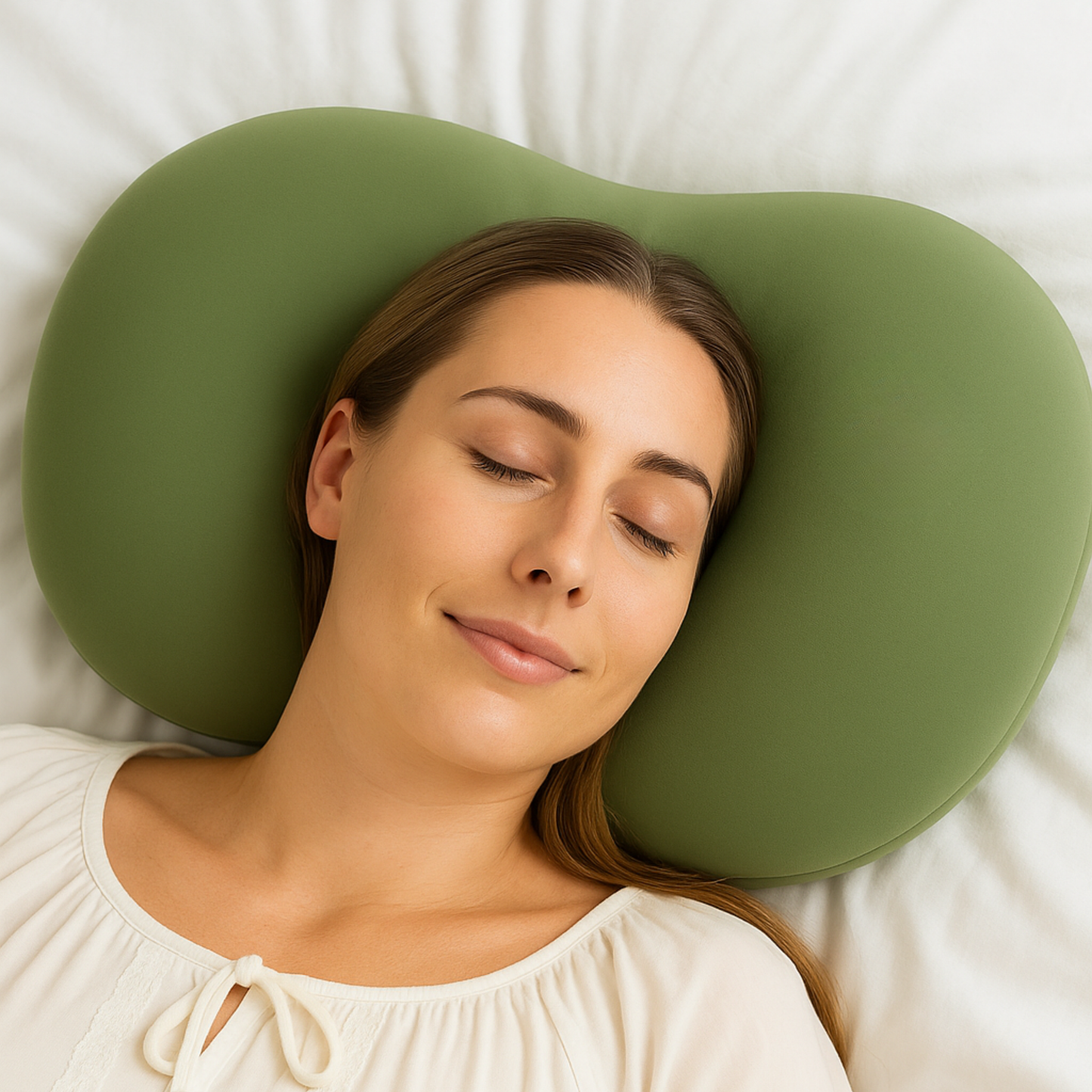 CUSHIO Cuddle Pillow | Ergonomic Memory Foam Hug Pillow for Sleeping | Neck & Shoulder Comfort for Side Sleeping | Anti-Frizz & Skin-Friendly | Soft Velvet Cover (Olive Green)