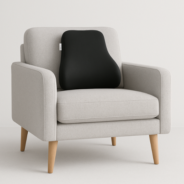 CUSHIO Sofa Backrest Cushion | Ergonomic Memory Foam Lumbar Support for Sofa & Bed, Back Pain Relief Pillow for Reading & Relaxing (Black)