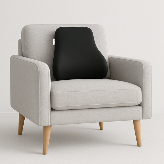 CUSHIO Sofa Backrest Cushion | Ergonomic Memory Foam Lumbar Support for Sofa & Bed, Back Pain Relief Pillow for Reading & Relaxing (Black)