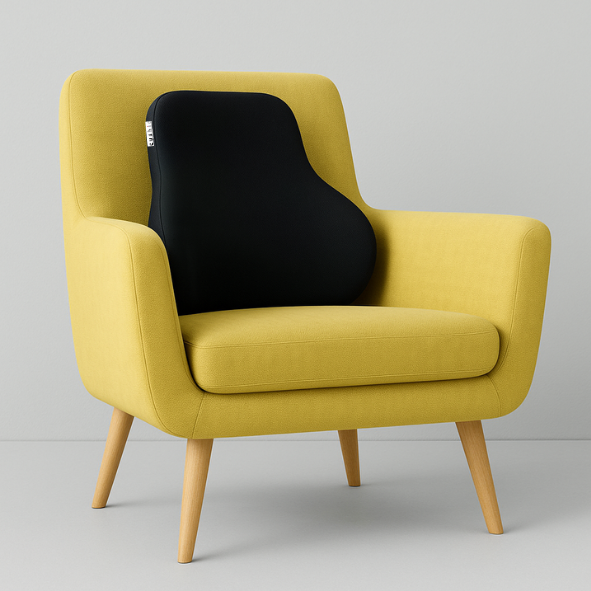 CUSHIO Sofa Backrest Cushion | Ergonomic Memory Foam Lumbar Support for Sofa & Bed, Back Pain Relief Pillow for Reading & Relaxing (Black)