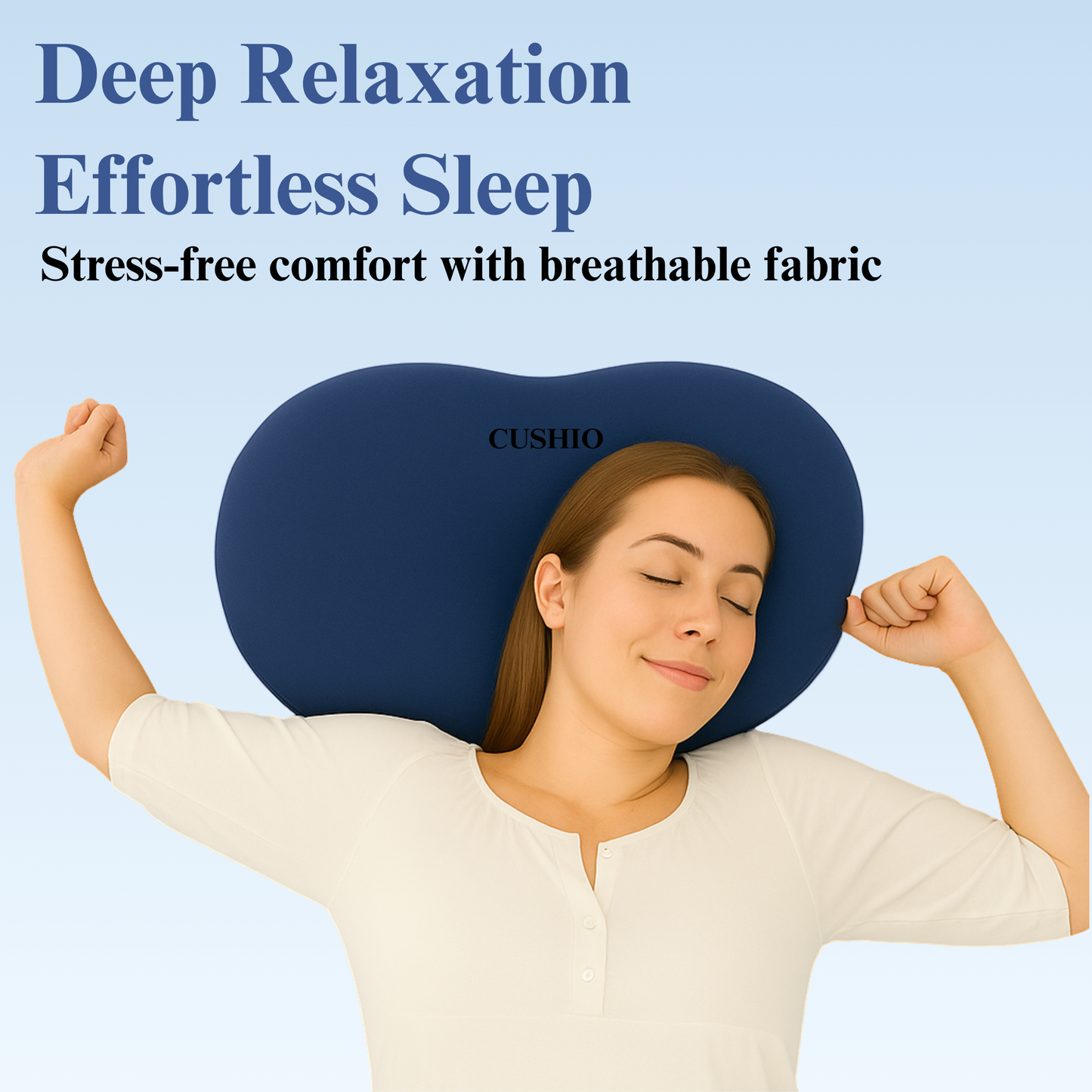 CUSHIO Cuddle Pillow | Ergonomic Memory Foam Hug Pillow for Sleeping | Neck & Shoulder Comfort for Side Sleeping | Anti-Frizz & Skin-Friendly | Soft Velvet Cover (Blue)