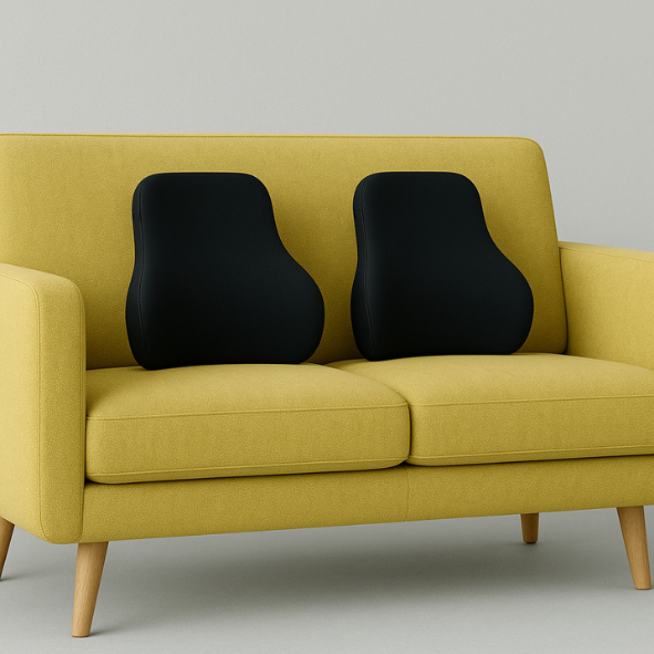 CUSHIO Sofa Backrest Cushion | Ergonomic Memory Foam Lumbar Support for Sofa & Bed, Back Pain Relief Pillow for Reading & Relaxing (Black)