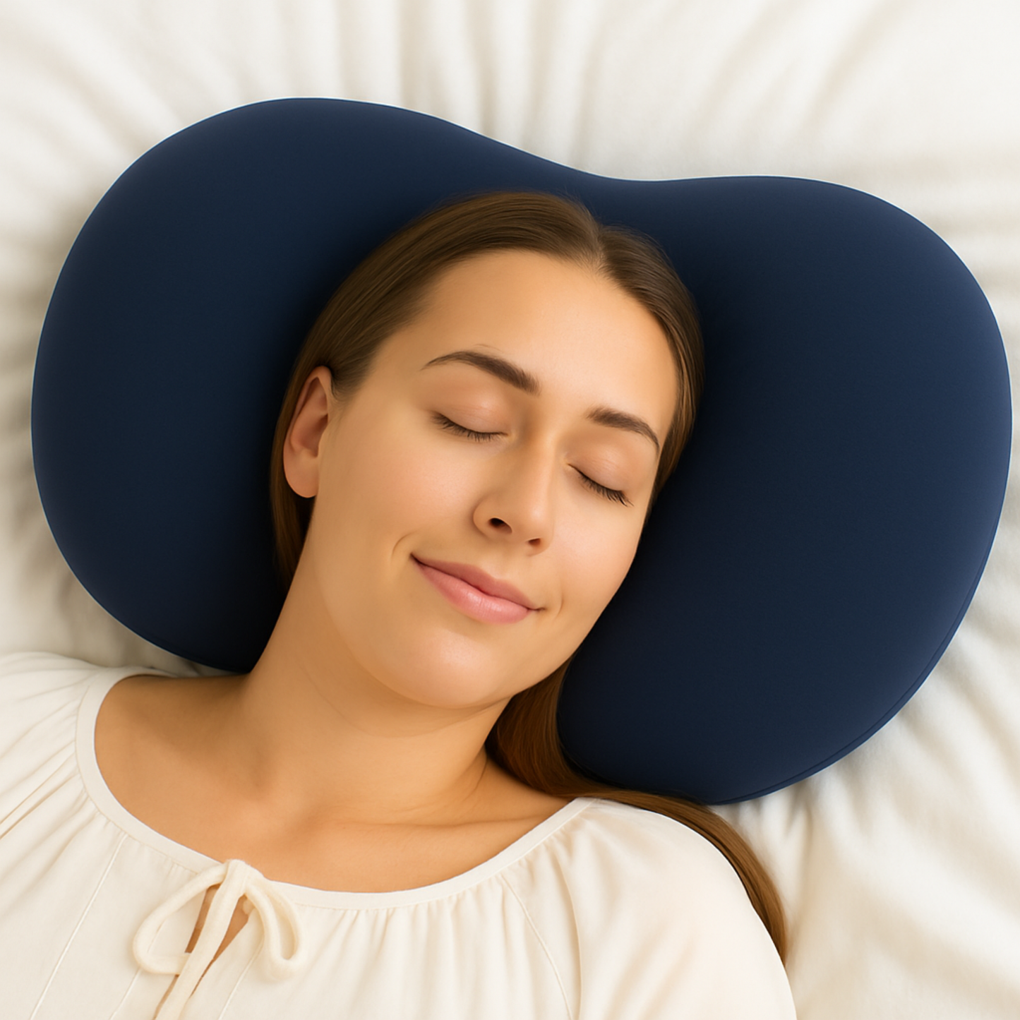 CUSHIO Cuddle Pillow | Ergonomic Memory Foam Hug Pillow for Sleeping | Neck & Shoulder Comfort for Side Sleeping | Anti-Frizz & Skin-Friendly | Soft Velvet Cover (Blue)