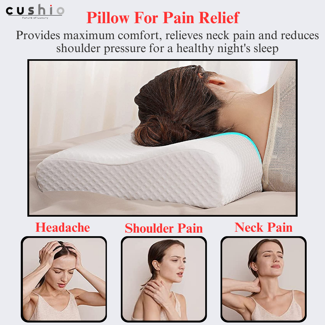CUSHIO Memory Foam Butterfly Contour Pillow | Cervical Orthopedic Memory Pillow for Neck & Shoulder Pain Relief