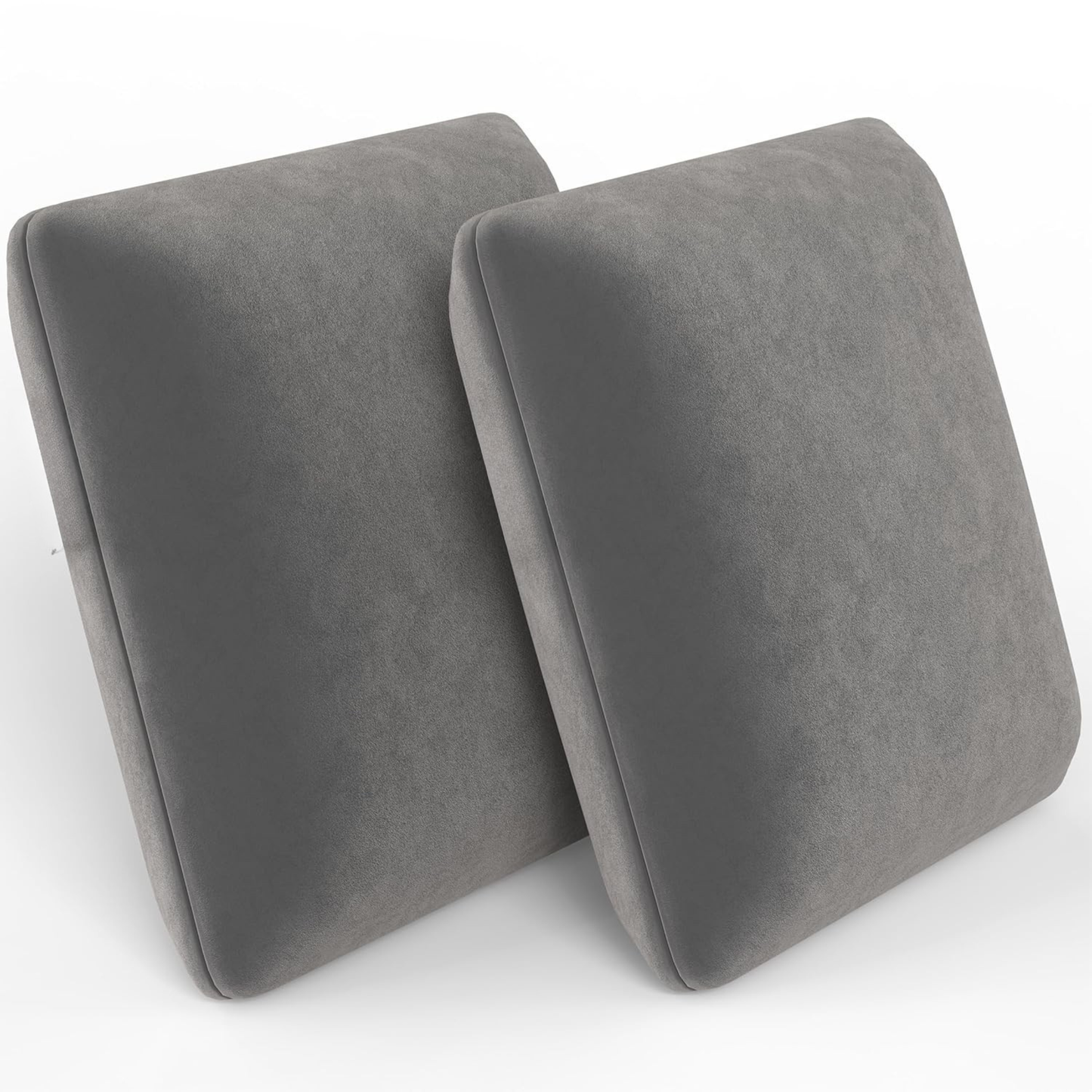 CUSHIO Memory Foam Square Cushion for Car, Sofa/Diwan, Bed, Chair & Decoration | Velvet Cover (Grey) Pack of 2