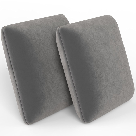 CUSHIO Memory Foam Square Cushion for Car, Sofa/Diwan, Bed, Chair & Decoration | Velvet Cover (Grey) Pack of 2