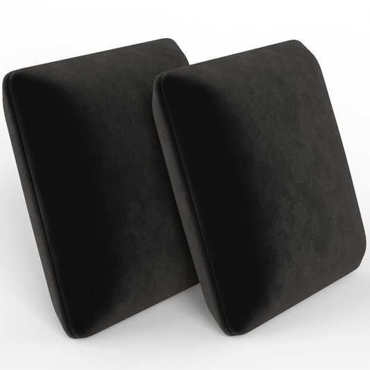 CUSHIO Memory Foam Square Cushion for Car, Sofa/Diwan, Bed, Chair & Decoration | Velvet Cover (Black) Pack of 2