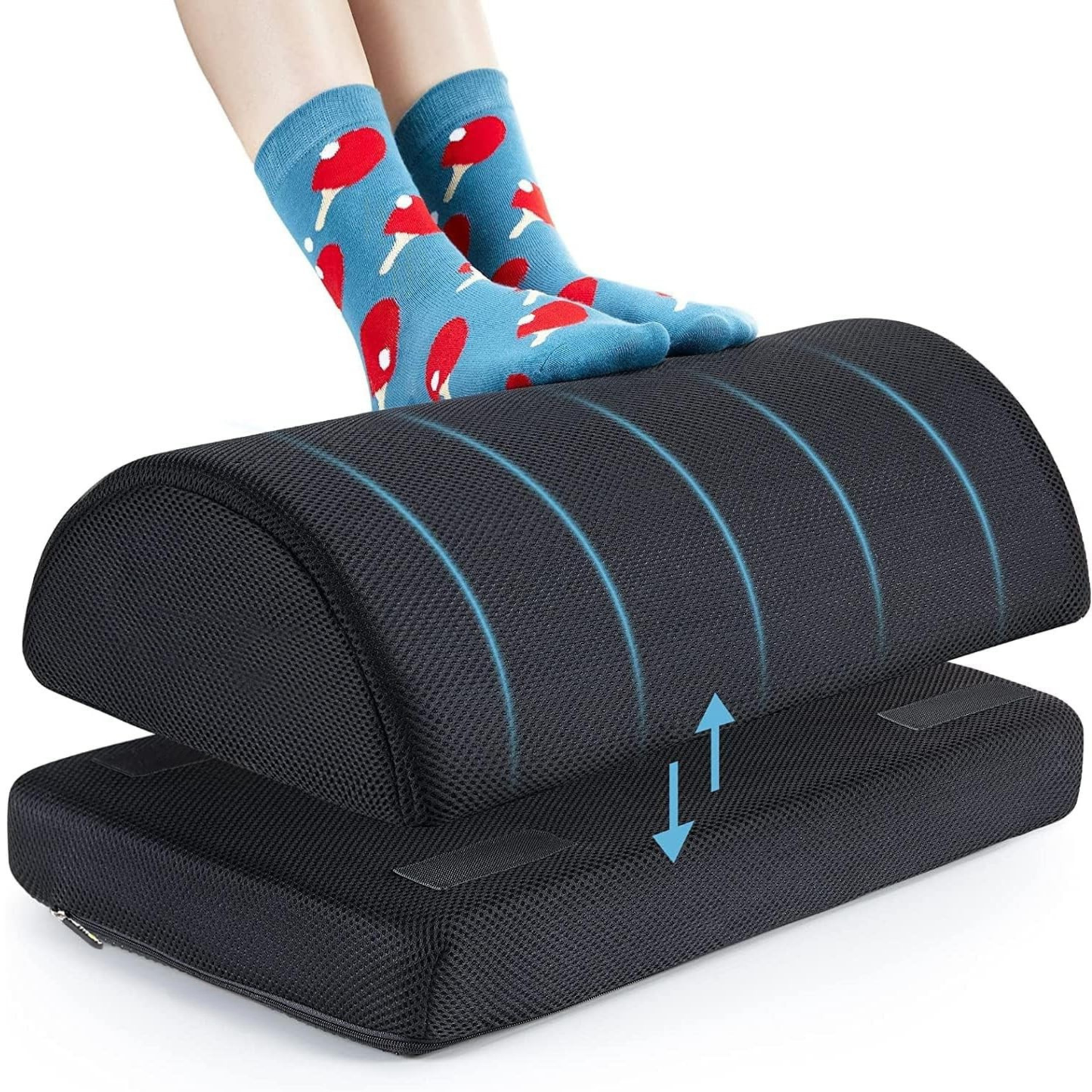 CUSHIO Foot Rest for Office Chair | Dual Height Under Desk Footrest (5" and 7") Ergonomic Office Leg Rest and Feet Support | Adjustable Foot Stool for Table and Work (Black)