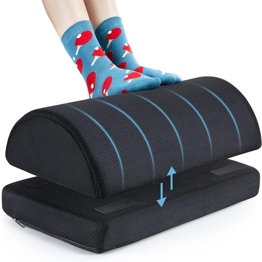 CUSHIO Foot Rest for Office Chair | Dual Height Under Desk Footrest (5" and 7") Ergonomic Office Leg Rest and Feet Support | Adjustable Foot Stool for Table and Work (Black)