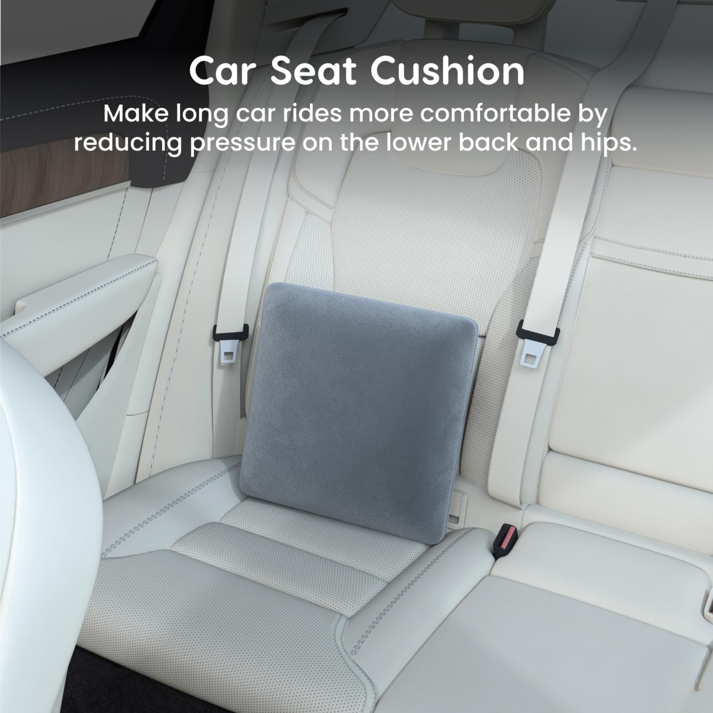 CUSHIO Memory Foam Square Cushion for Car, Sofa/Diwan, Bed, Chair & Decoration | Velvet Cover (Grey) Pack of 2