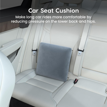 CUSHIO Memory Foam Square Cushion for Car, Sofa/Diwan, Bed, Chair & Decoration | Velvet Cover (Grey) Pack of 2