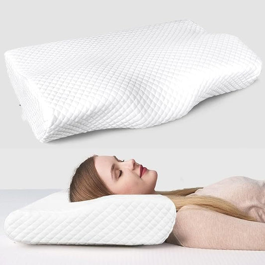 CUSHIO Memory Foam Butterfly Contour Pillow | Cervical Orthopedic Memory Pillow for Neck & Shoulder Pain Relief