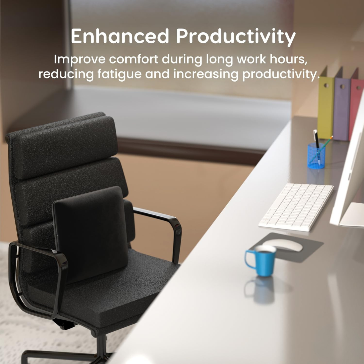 CUSHIO Memory Foam Square Cushion for Car, Sofa/Diwan, Bed, Chair & Decoration | Velvet Cover (Black) Pack of 2