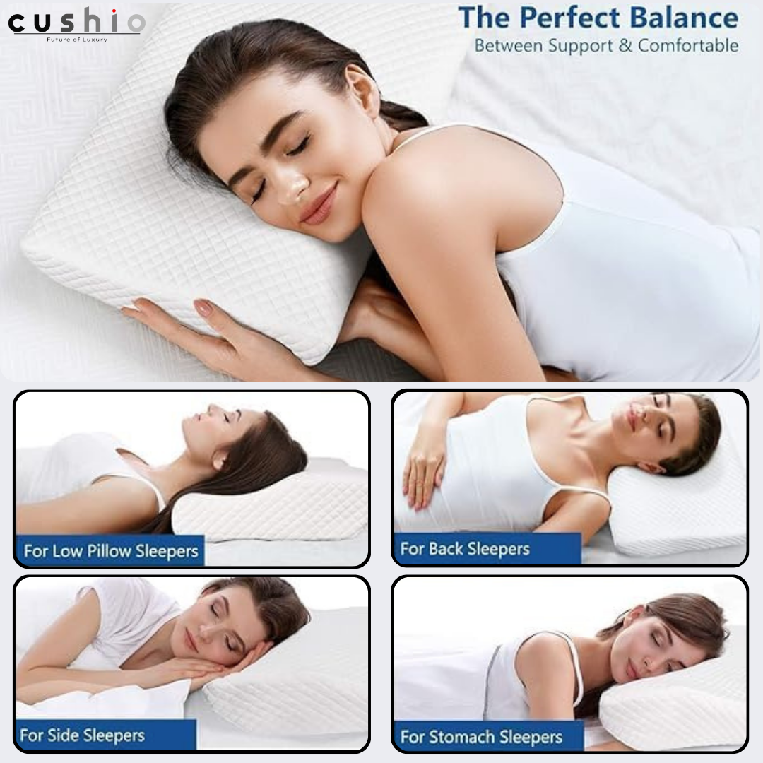 CUSHIO Memory Foam Butterfly Contour Pillow | Cervical Orthopedic Memory Pillow for Neck & Shoulder Pain Relief