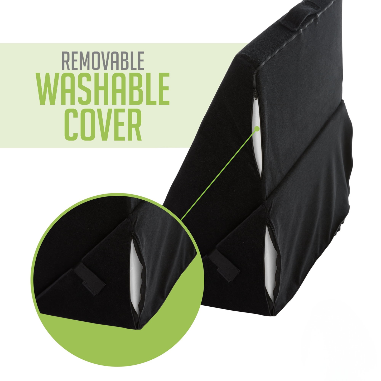 CUSHIO Adjustable Memory Foam Wedge Pillow for Back Support, 7-in-1 Versatile Design for Sleeping, Leg Elevation and Support (Black)