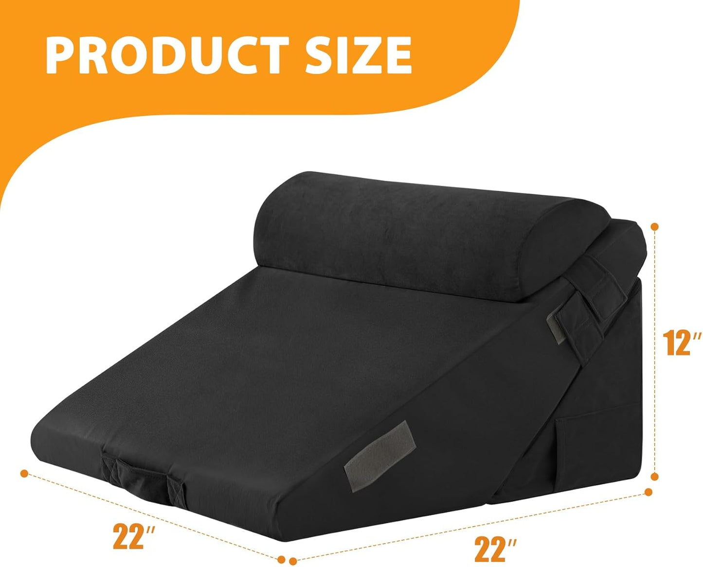 CUSHIO Lap Desk & Adj. Wedge with Headrest Combo for Laptops, Study and Reading | Memory Foam Adj. Wedge with Headrest for Back Support & Lap Desk Pillow Gaming & Reading Pillow (Black)