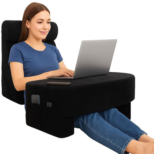 CUSHIO Lap Desk & Adj. Wedge with Headrest Combo for Laptops, Study and Reading | Memory Foam Adj. Wedge with Headrest for Back Support & Lap Desk Pillow Gaming & Reading Pillow (Black)