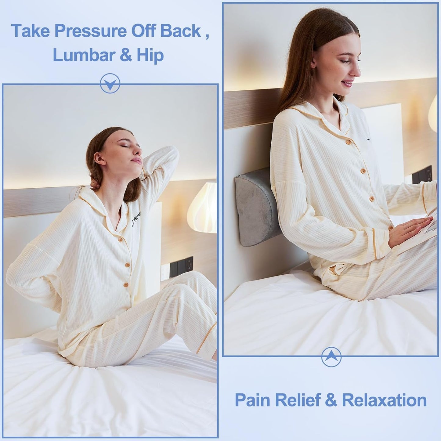 CUSHIO Semi Roll Bolster Pillow | Memory Foam Half Moon Bolster Support Cushion for Neck, Back, Knees & Legs | Ergonomic Pillow with Soft Velvet Cover (Light Grey)