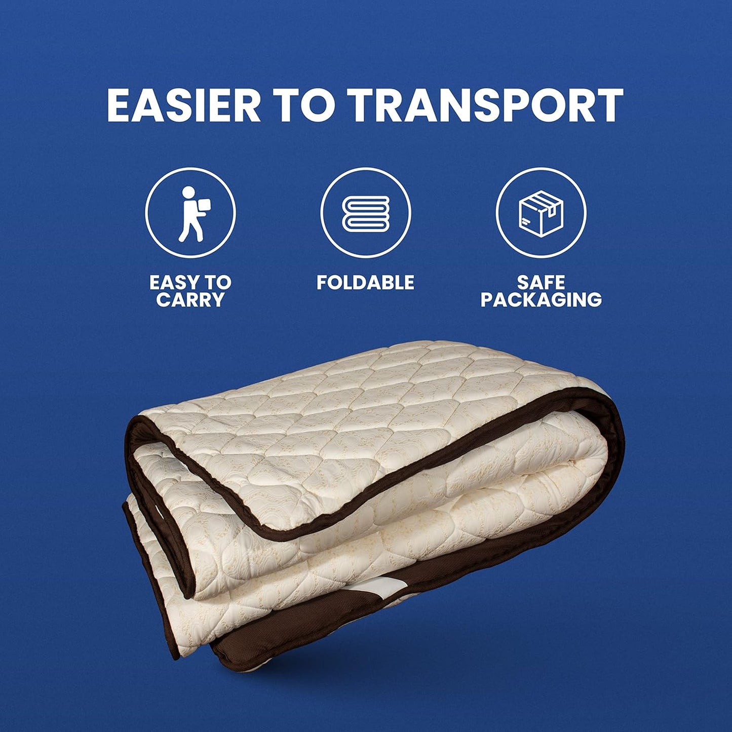 CUSHIO Quilted Mattress Topper with Elastic Straps | Soft Cushioned Comfort Layer | Breathable Fabric | Enhances Mattress Support | Fits All Mattress Types