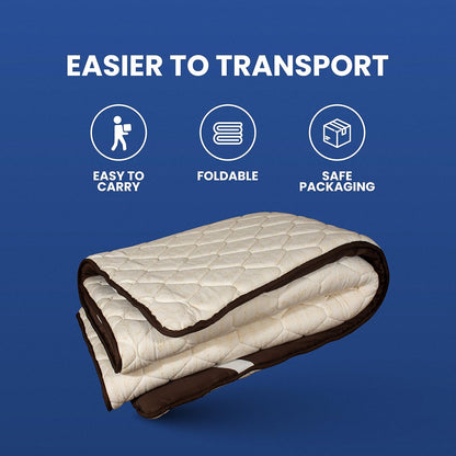 CUSHIO Quilted Mattress Topper with Elastic Straps | Soft Cushioned Comfort Layer | Breathable Fabric | Enhances Mattress Support | Fits All Mattress Types