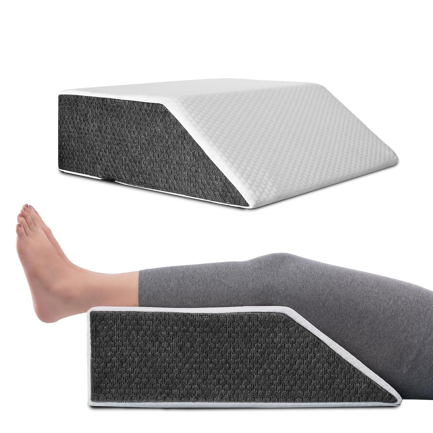 Leg Elevation Wedge Pillow for Edema, Varicose Veins, Fracture | High Resilience Foam Cushion for Leg, Knee & Thigh Support | Leg Pain & Swelling Relief
