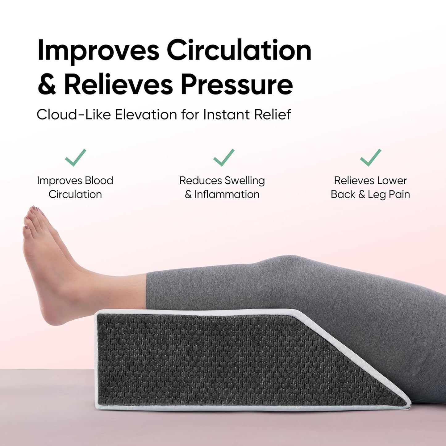 Leg Elevation Wedge Pillow for Edema, Varicose Veins, Fracture | High Resilience Foam Cushion for Leg, Knee & Thigh Support | Leg Pain & Swelling Relief