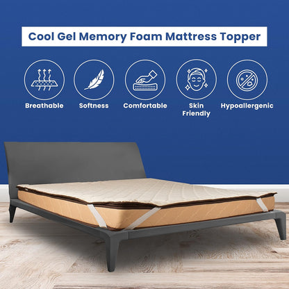 CUSHIO Quilted Mattress Topper with Elastic Straps | Soft Cushioned Comfort Layer | Breathable Fabric | Enhances Mattress Support | Fits All Mattress Types