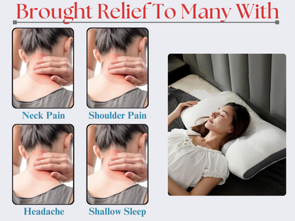 CUSHIO Memory Foam Pillow | Orthopedic & Cervical Pillow for Relieving Neck & Shoulder Pain (White & Grey)