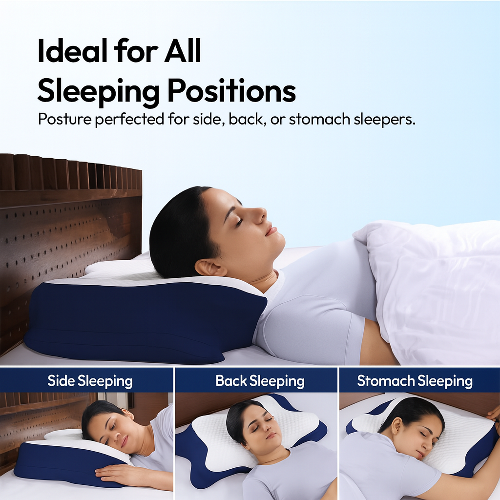 CUSHIO Cervical Butterfly Pillow | Orthopedic Memory Foam for Neck & Shoulder Pain Relief | Contour Pillow with Arm Rest | Dual Height Design for Side & Back Sleepers