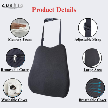 CUSHIO Car Wedge & Back Rest Cushion Combo | Posture Correction | Ergonomic Back & Seating Support | Driving & Daily Commutes | Universal Fit (Black)