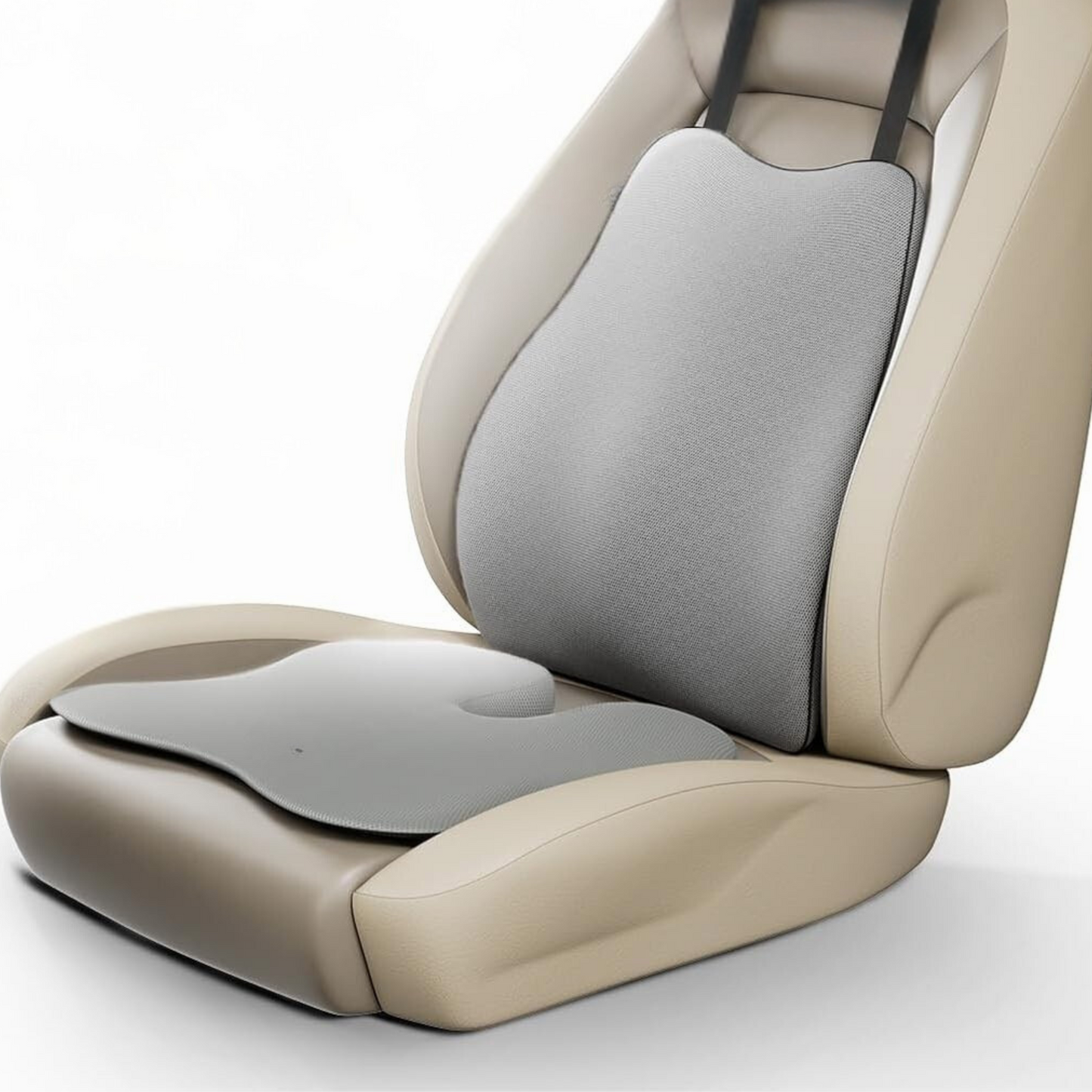 CUSHIO Car Wedge & Back Rest Cushion Combo | Posture Correction | Ergonomic Back & Seating Support | Driving & Daily Commutes | Universal Fit (Black)