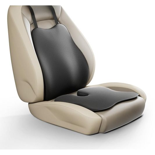 CUSHIO Car Wedge & Back Rest Cushion Combo | Posture Correction | Ergonomic Back & Seating Support | Driving & Daily Commutes | Universal Fit (Black)