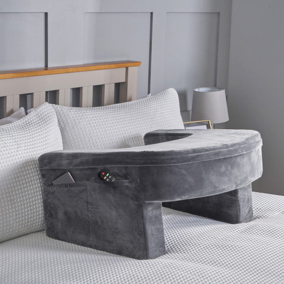 CUSHIO Lap Desk Pillow for Working on Laptop, Reading & Gaming | Perfect for Using on Bed, Sofa & Floor with Arm Rest (Grey)