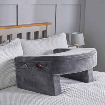 CUSHIO Lap Desk Pillow for Working on Laptop, Reading & Gaming | Perfect for Using on Bed, Sofa & Floor with Arm Rest (Grey)