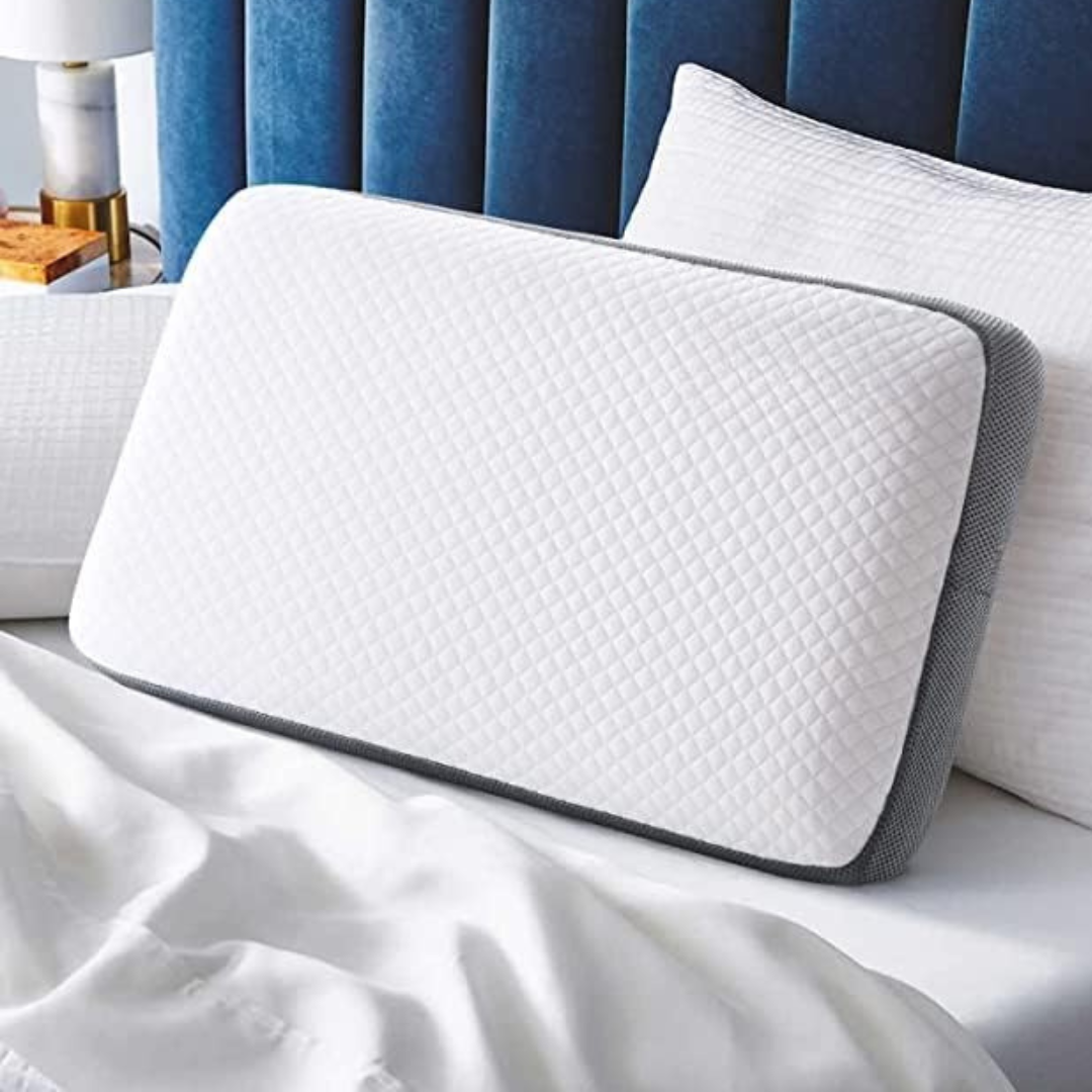 CUSHIO Memory Foam Pillow | Orthopedic & Cervical Pillow for Relieving Neck & Shoulder Pain (White & Grey)