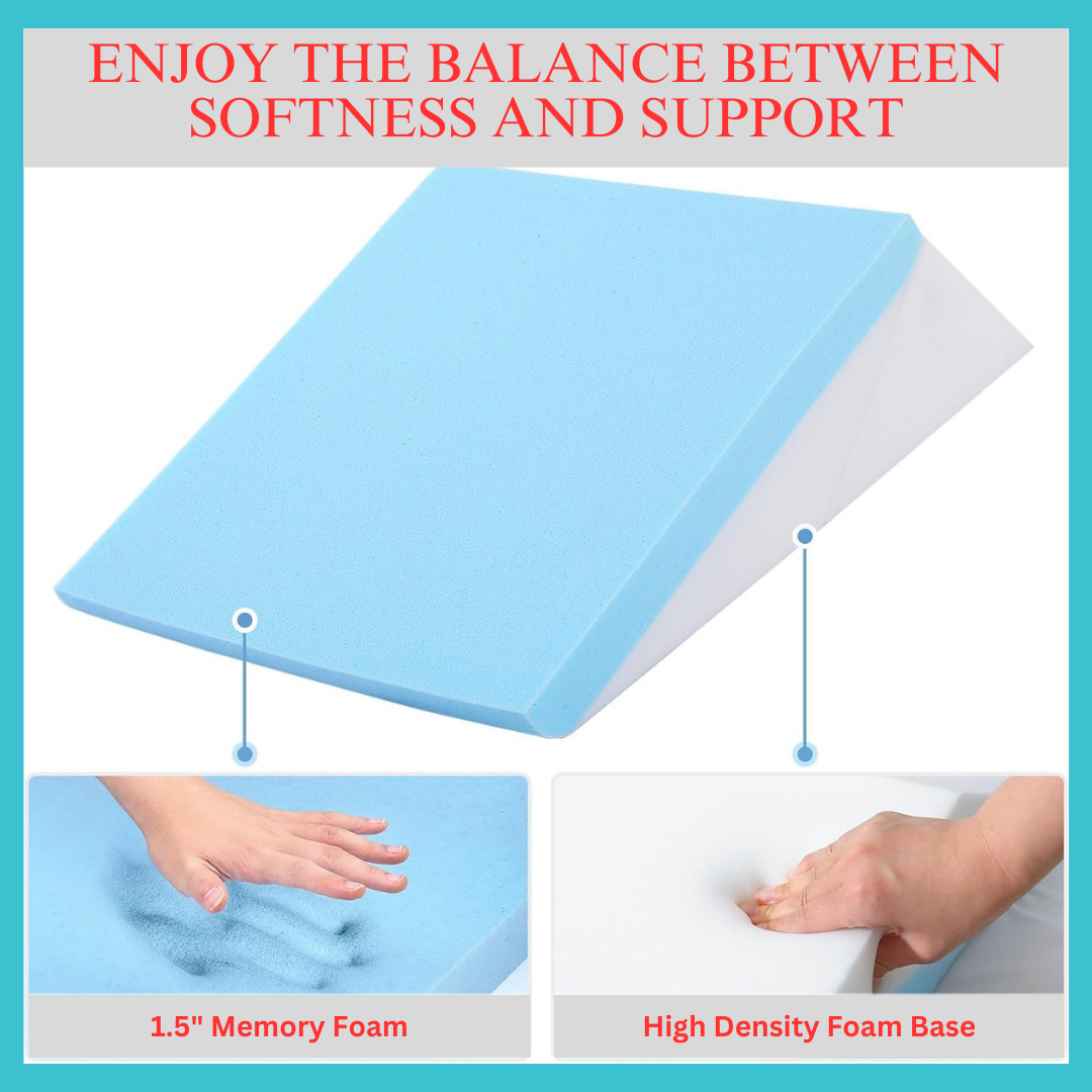 CUSHIO Adjustable Memory Foam Wedge Pillow for Back Support, 7-in-1 Versatile Design for Sleeping, Leg Elevation and Support (Grey)